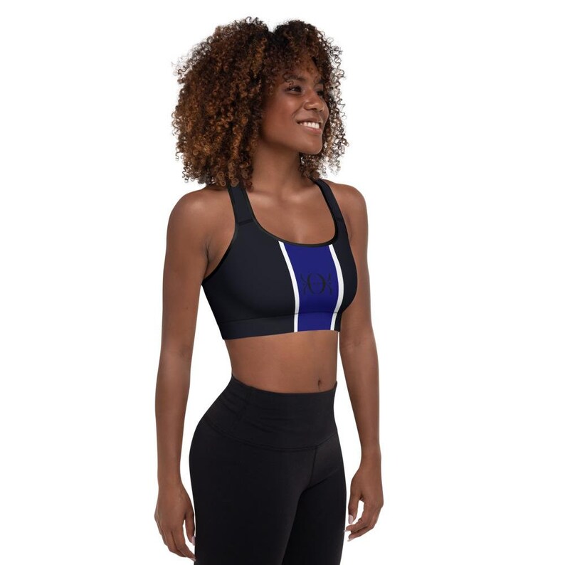 Padded Sports Bra Blue Geometric