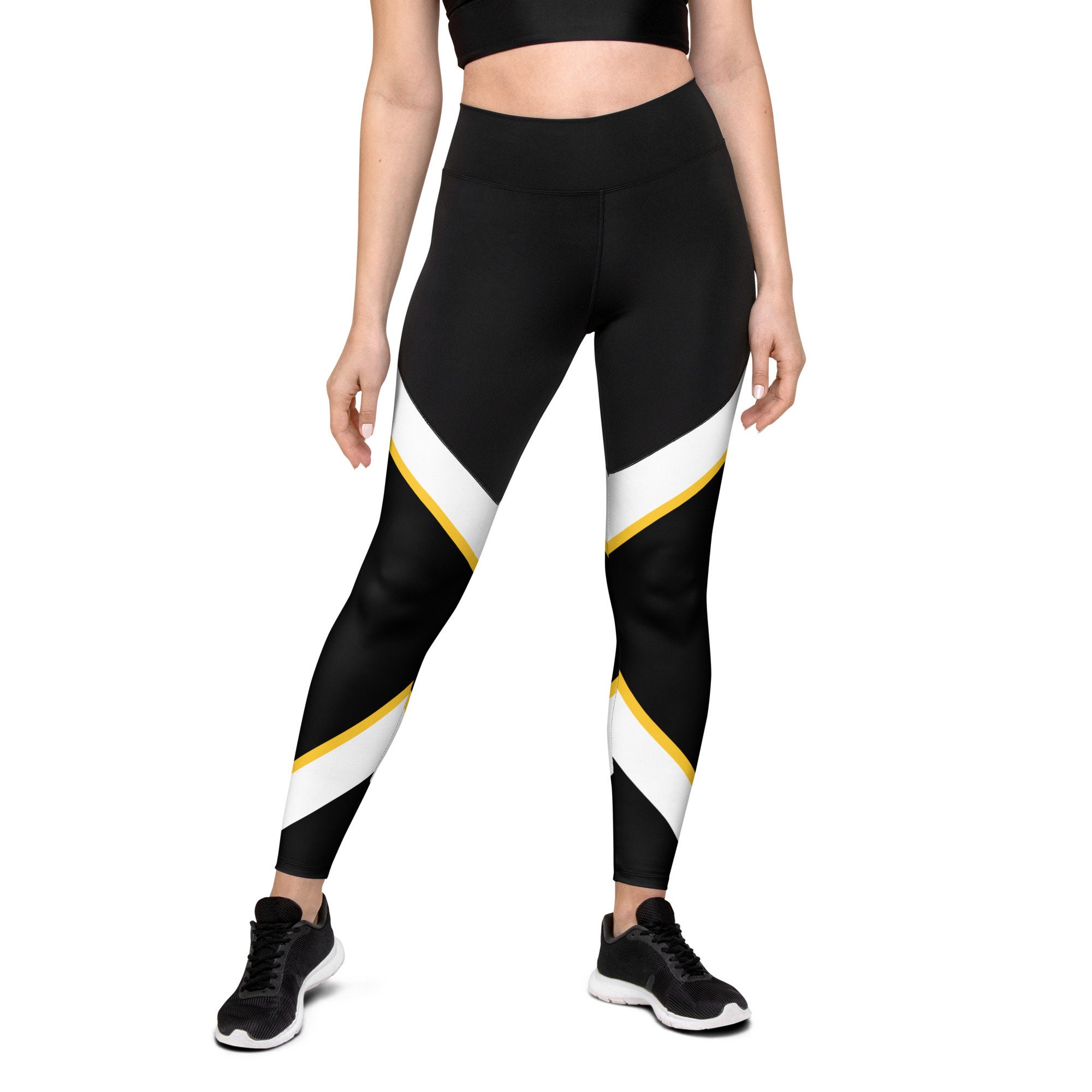 Color block leggings black and white deals