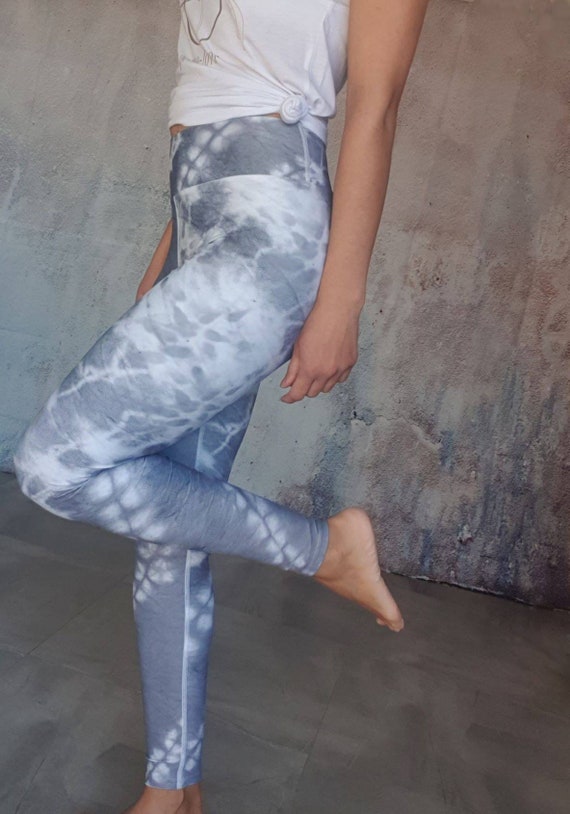 Tie Dye Leggings Grey, High Waist Yoga Leggings, Workout Leggings