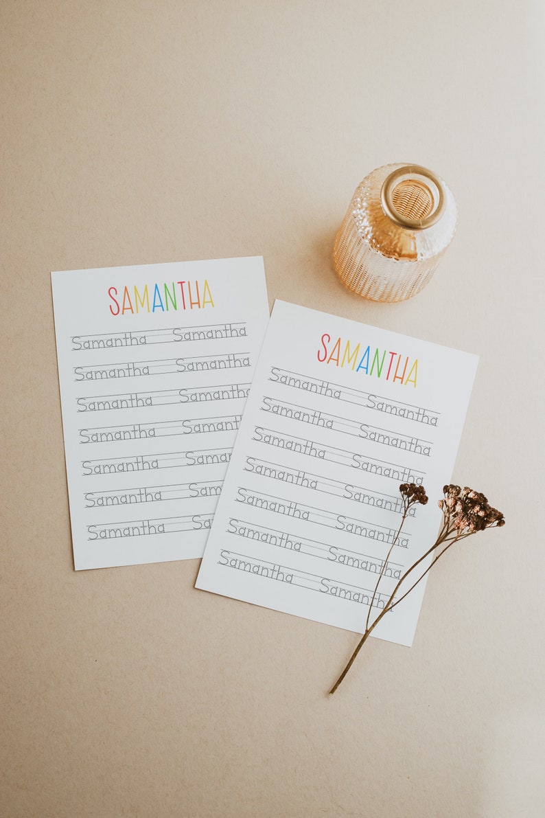 custom name tracing sheet instant download homeschool etsy