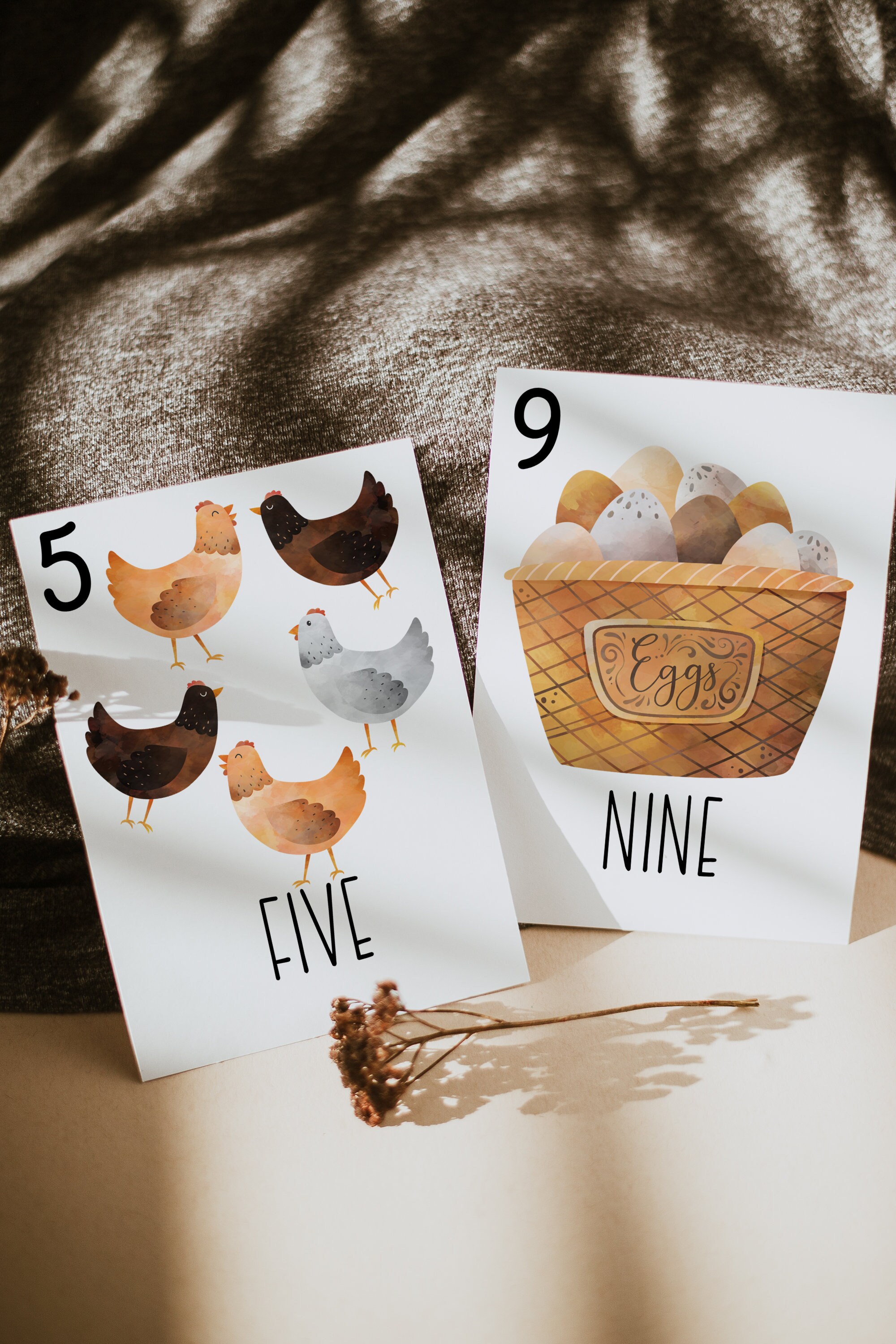 Chicken Number Cards Chicken Number Printable Home school Etsy