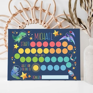 Dinosaur Reward Chart, Simple Kids Reward Chart, Behavior Chart, Space Reward Chart, Chore Chart, Space Printable Chart | DIGITAL DOWNLOAD