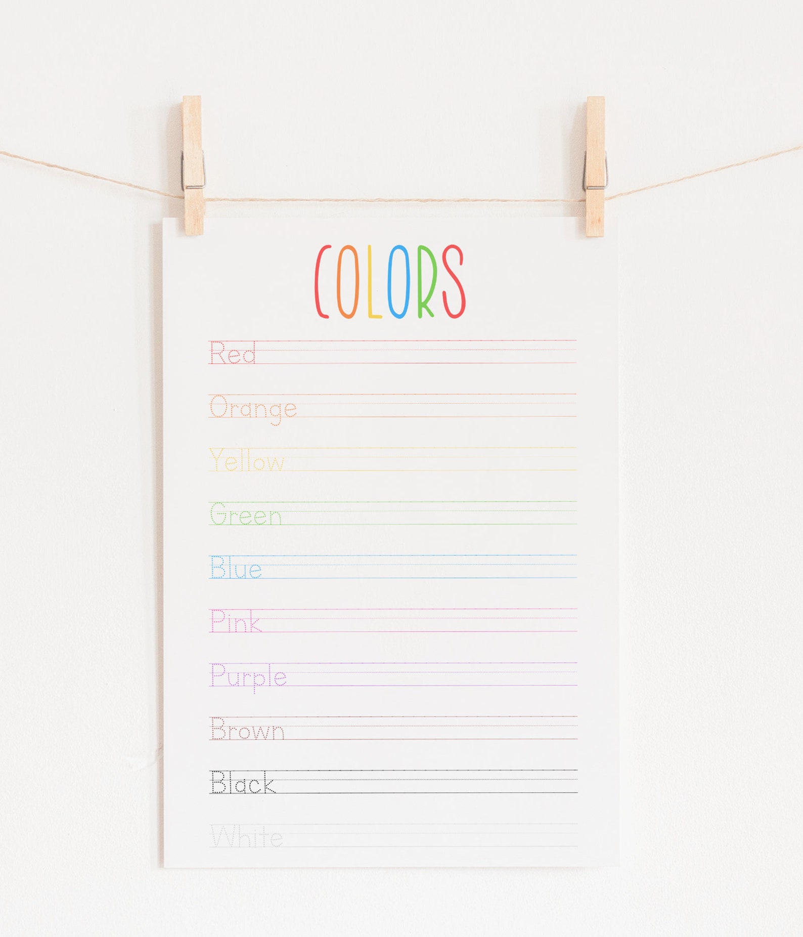 Trace Color Notes 4 Home School Tracing Sheets Learn the Colors Tracing Sheets - Etsy