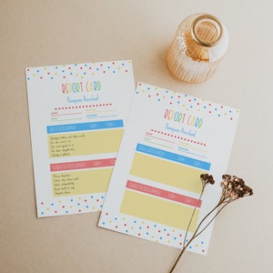 Boleta de calificaciones preescolar personalizada, boleta de calificaciones imprimible, boleta de calificaciones de educación en el hogar. Boleta de calificaciones de jardín de infantes