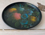 Beautiful little metal pin tray Trinket dish Floral Decal pattern Ring dish Made in England