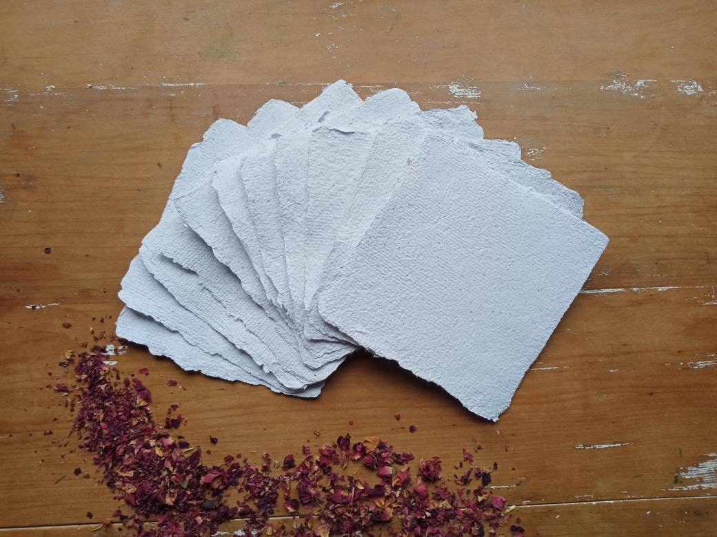 Handmade Deckle Edge Thick Watercolor Painting Paper 15 Loose Leaf Sheets,  Premium White Cold Press Textured Mixed Media Paper 