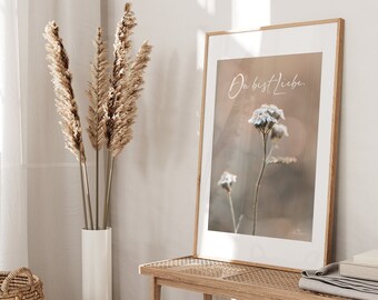 Poster YOU ARE LOVE, spiritual poster, mural beige gray, nature photography poster neutral colors, spiritual saying bedroom
