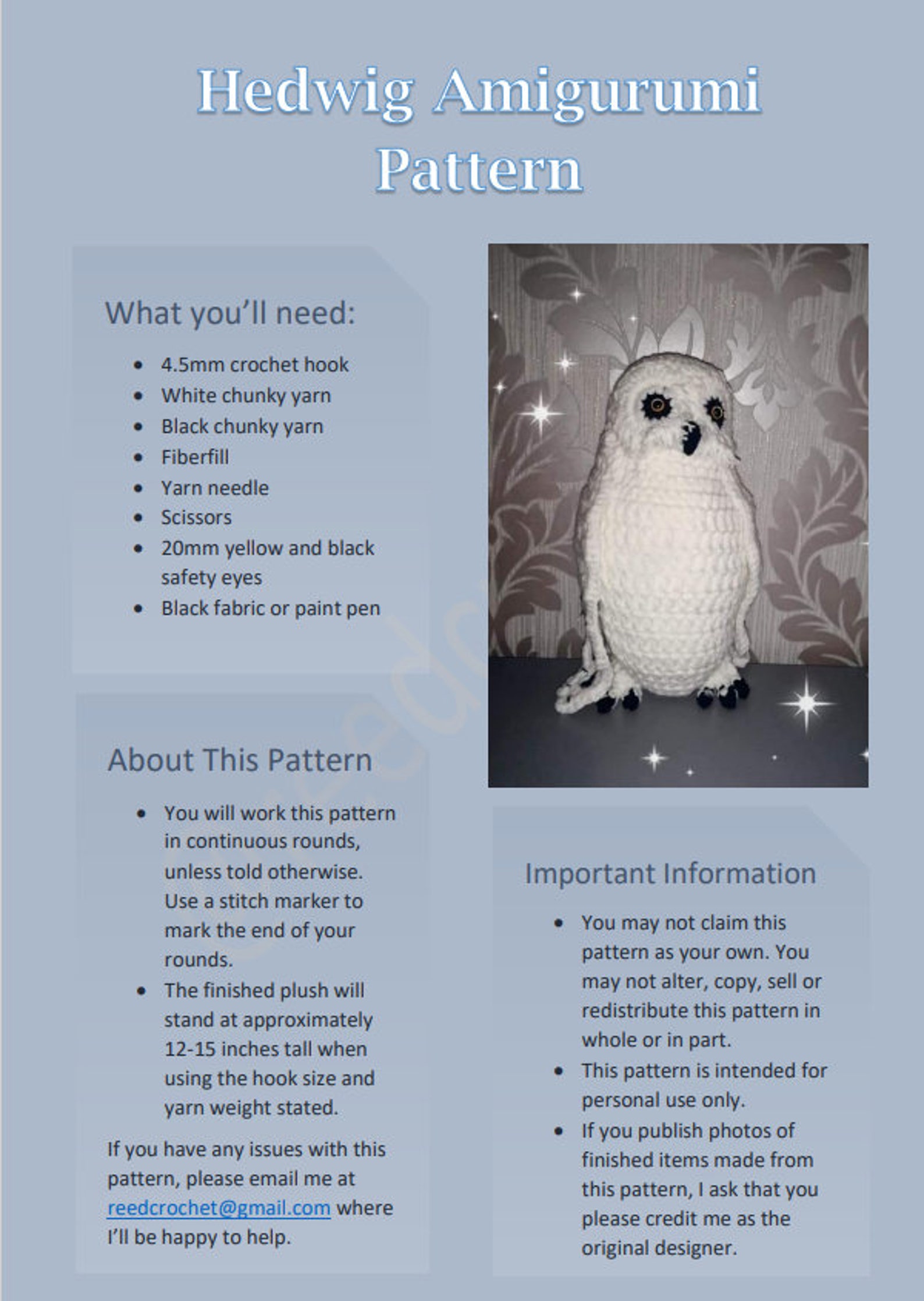 Hedwig Owl Amigurumi Crochet Pattern PDF - Etsy