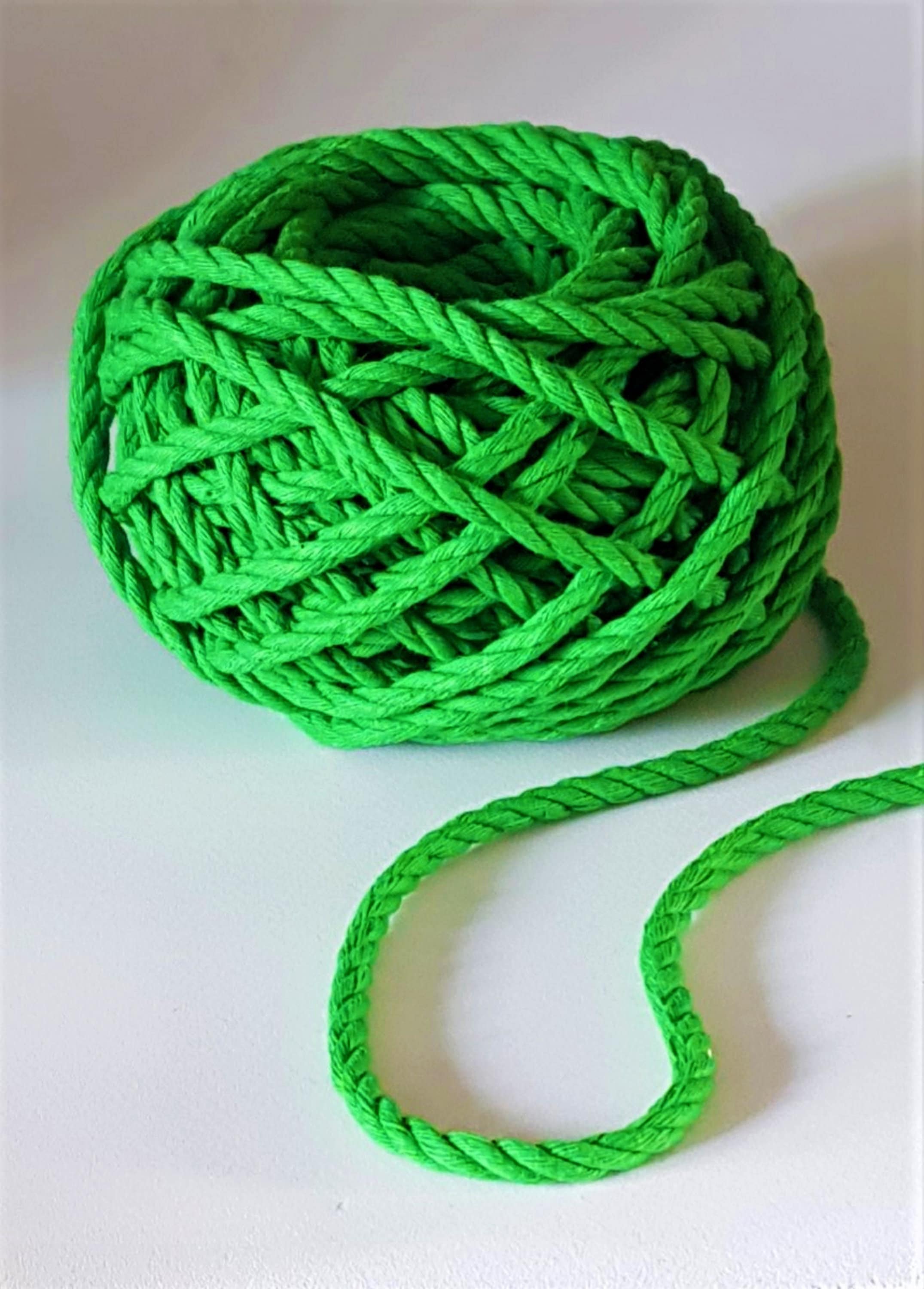 Green Macrame CORD 4mm 3 stand ply twisted macrame cord Etsy