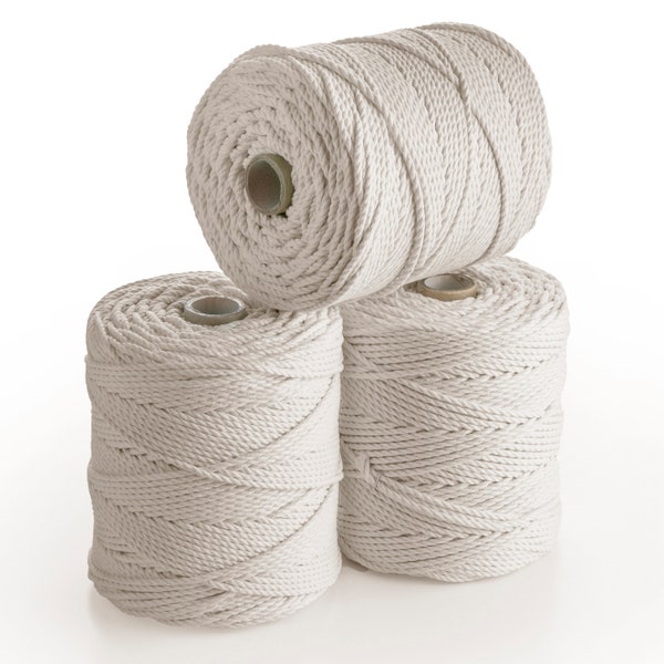 Bulk Macrame cotton cord 4mm 3-ply 800m 3 Strand Cotton Macrame Rope, Weaving Strong Yarn String Macrame rope Corde macramé Cotton cord