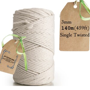 Macrame Cord 3mm 100 % Cotton 280m Crafting Rope 140m 459 Ft - Etsy UK