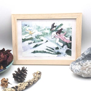 Impression de Noël enchanteresse. Tonight we fly, une illustration magique de Lucy Dreams
