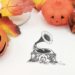 Gramophone victorien - Sticker d'Halloween pour Une touche horrible et Vintage