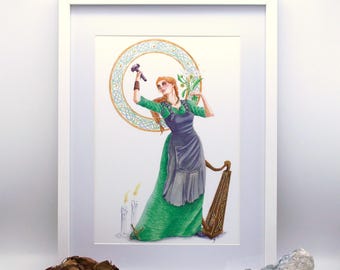 Gorgeous Art Print Honoring Brighid Irish Goddess Artwork