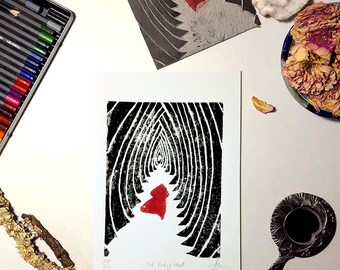 Little Red Riding Hood Limited Edition Linocut - Hand printed