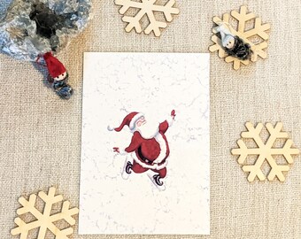 Happy Santa Claus ice-skating