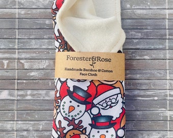 Santa and Friends, Bamboo and Cotton Face Cloth.