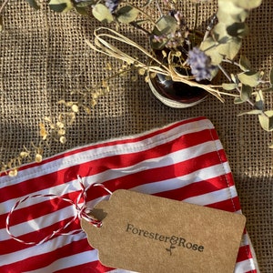 Bamboo and Cotton Face Cloth Set. Reusable Washable Wipes and Wash Cloth. Red and White Stripe