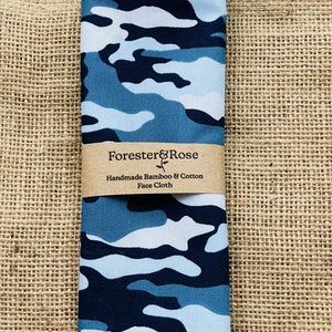 Blue Camouflage Soft Bamboo and Cotton Face Cloth image 1