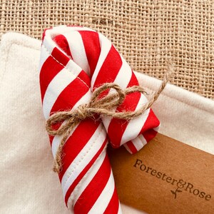 Candy Cane Striped Bamboo and Cotton Christmas Face Cloth image 3