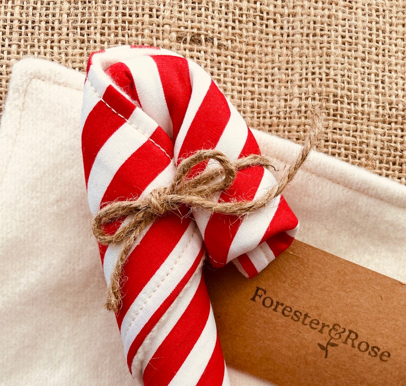 Candy Cane Striped Bamboo and Cotton Christmas Face Cloth image 3