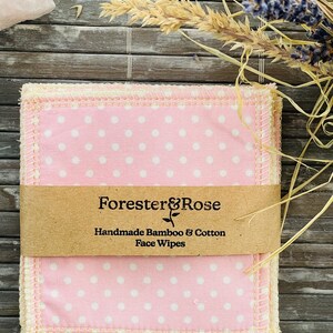 Pink, Dotty, Bamboo Fleece Washable Reusable Face Wipes image 1