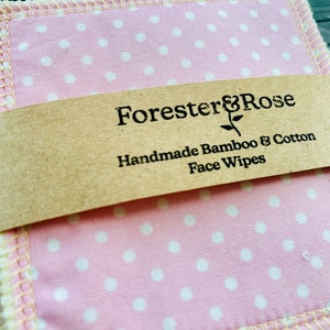 Pink, Dotty, Bamboo Fleece Washable Reusable Face Wipes image 2