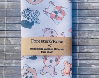 Cute dogs, Bamboo and Cotton Face Cloth.