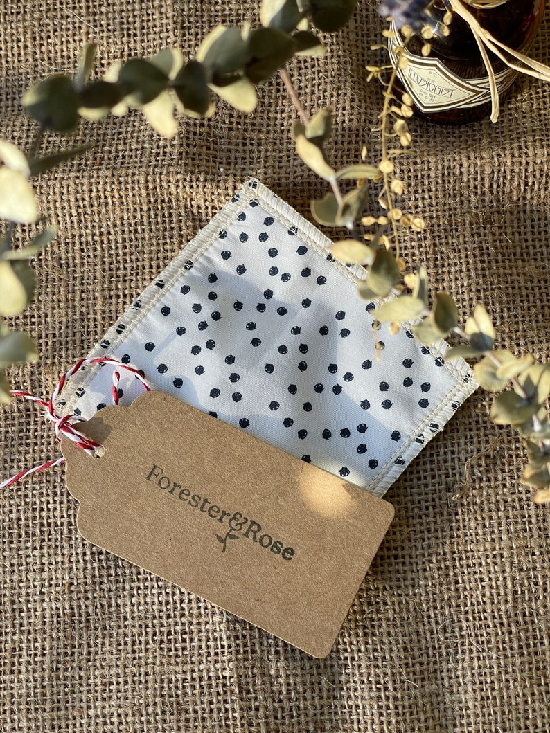 Bamboo and Cotton Face Cloth Set. Reusable Washable Wipes and Wash Cloth. Dalmatian Dots