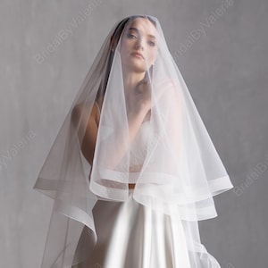 Double Tier Horsehair Bridal Veil: Crinoline Wedding Veil with Blusher