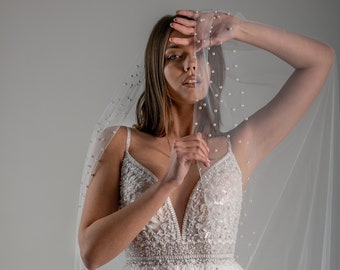 Pearl edge ombre wedding veil Pearl Edge Ombre Wedding Veil Wedding Veil Chapel Bridal  main image 2