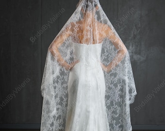 Chantilly-kanten bruidssluier: vintage mantilla-bruidssluier