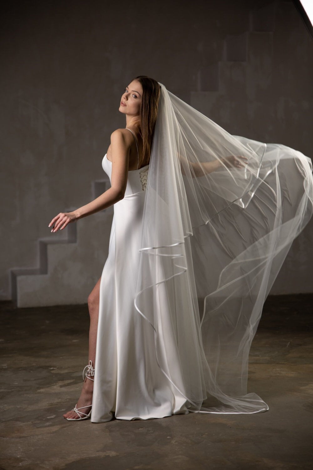 Satin Lining Wedding Veil The Sophia Satin-Trim Veil – Jay Kay Braids and Bridal main image 3