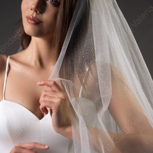 Glitter wedding veil, Sparkle tulle bridal veil, Cathedral shimmer wedding veil, 108 inches width wedding veil, long sparkling veil