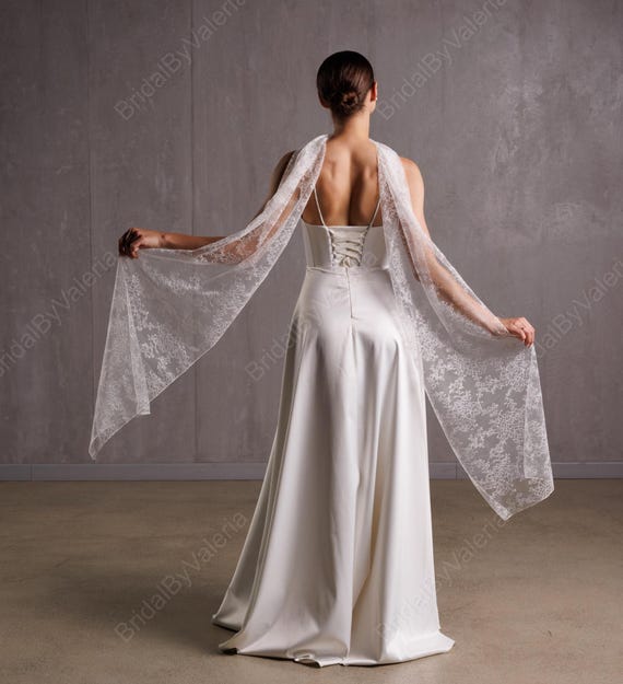 shawl for off the shoulder dress Chantilly Lace Bridal Shawl: Off-shoulder Wedding Scarf