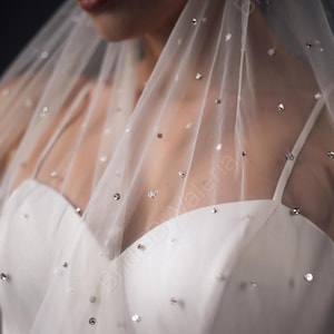 Cathedral veil with Rhinestones  wedding veil with crystals, Bridal veil with rhinestones, rhinestone on the veil, Crystal  bridal veil