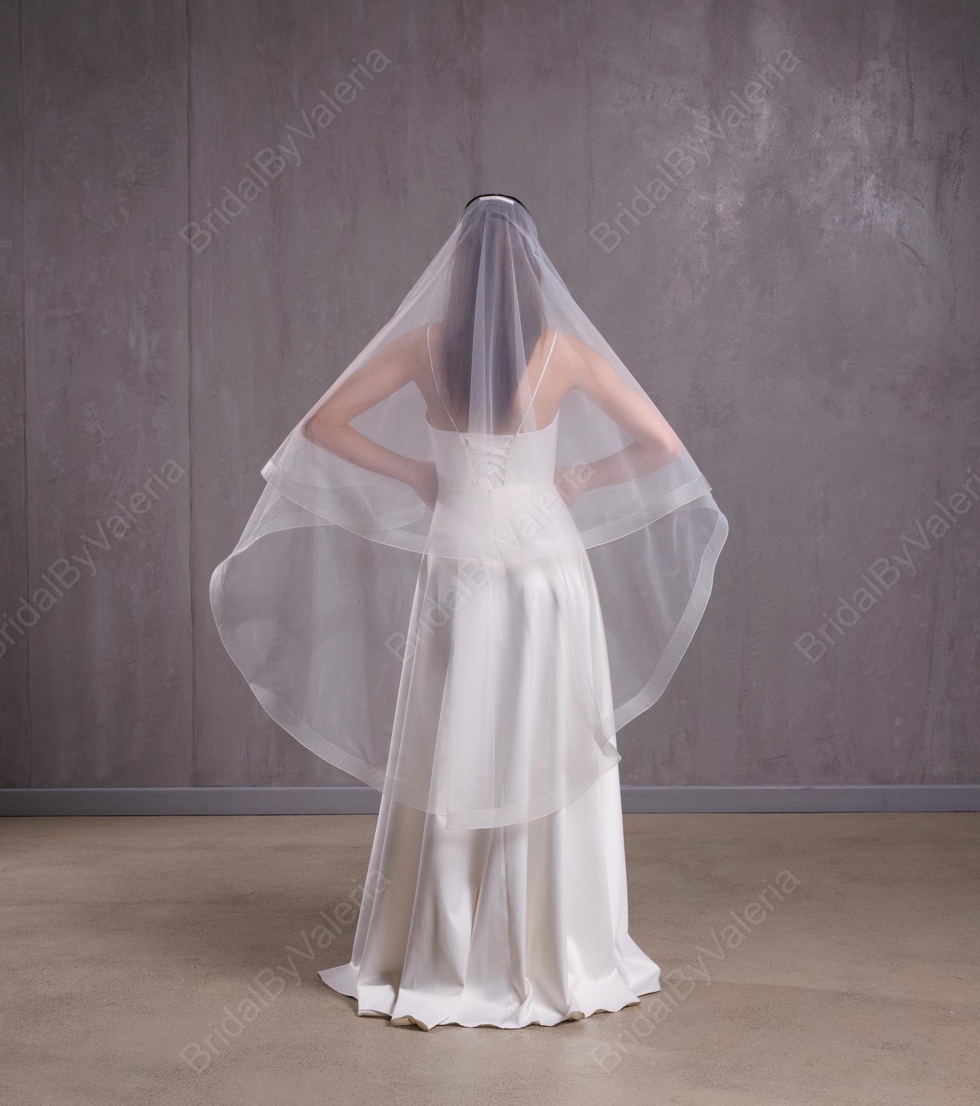 Double Tier Horsehair Bridal Veil: Crinoline Wedding Veil 