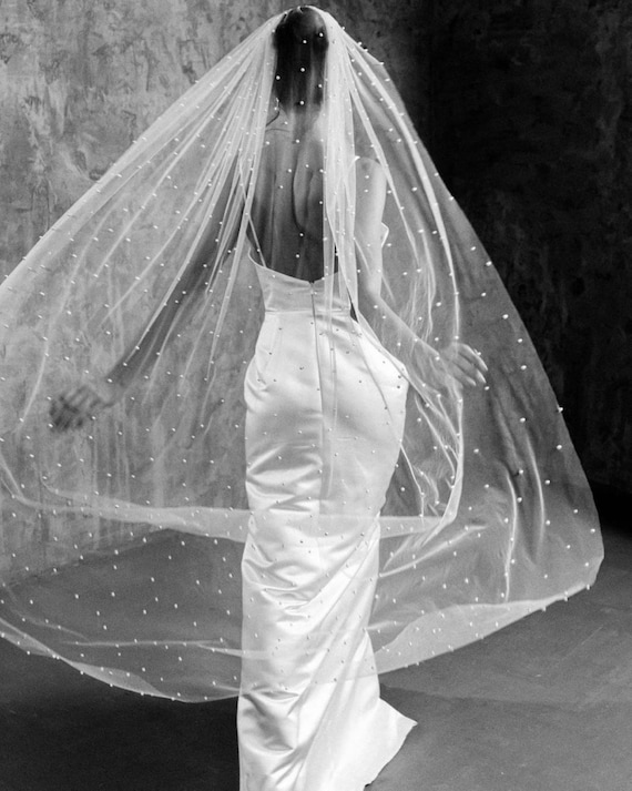 Pearl Wedding Veil Wedding Veil Chapel Bridal Modern Fingertip