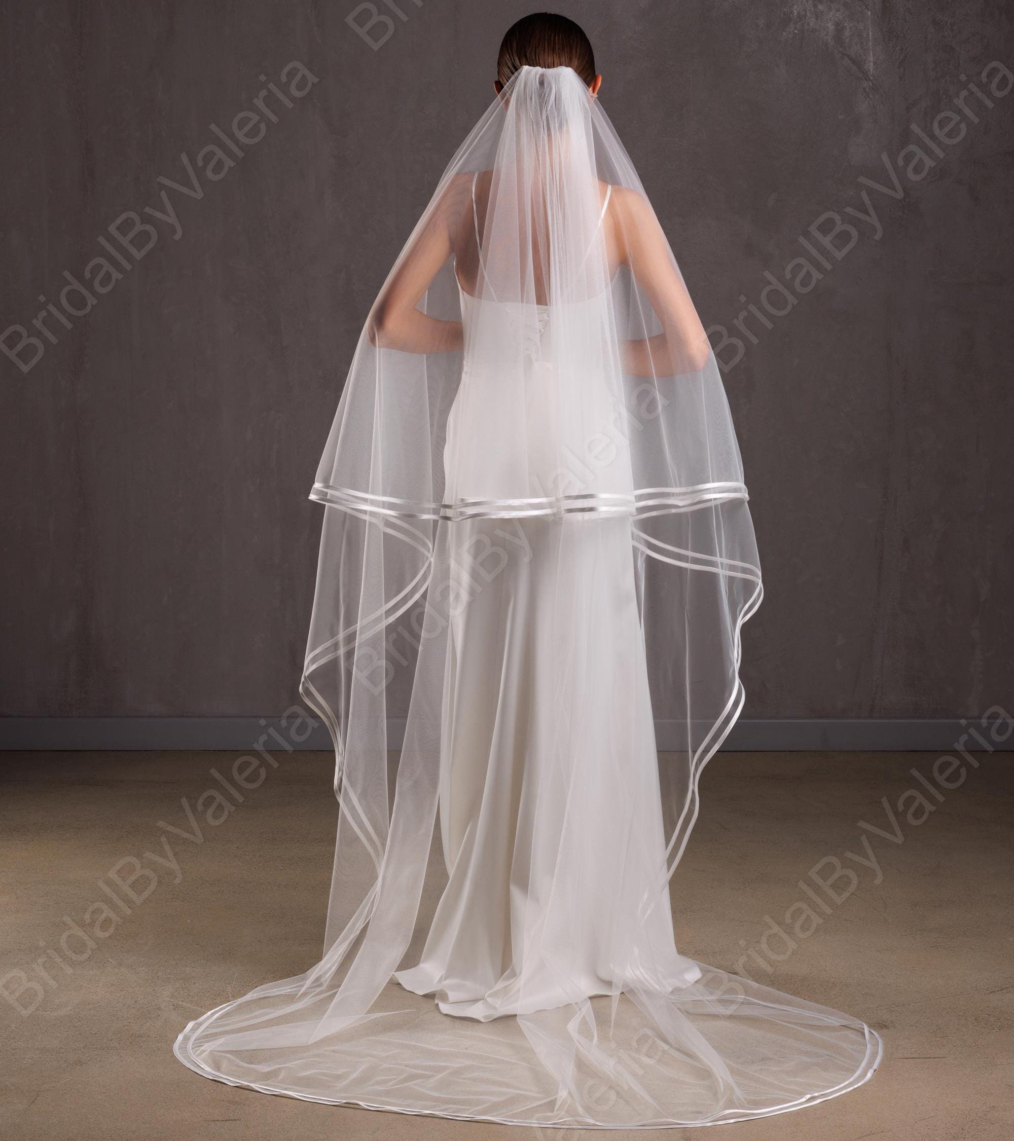 Satin Ribbon Edge Wedding Veil: Bridal, Fingertip, Cathedral 