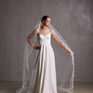 Chantilly Lace Cathedral Bridal Veil: Light Ivory One Tier Catholic Wedding Veil
