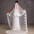 Cathedral Wedding veil Lace wedding veil Lace trim bridal veil 2 tires Fingertip double tiers Veil Catholic Wedding Veil Long bridal veil