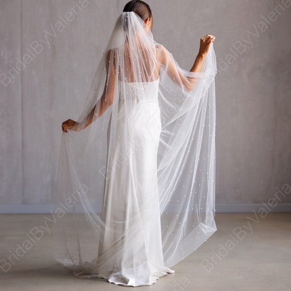 Pearl Wedding Veil Wedding Veil Chapel Bridal Modern Pearl Wedding Veil Wedding Veil Chapel Bridal Modern