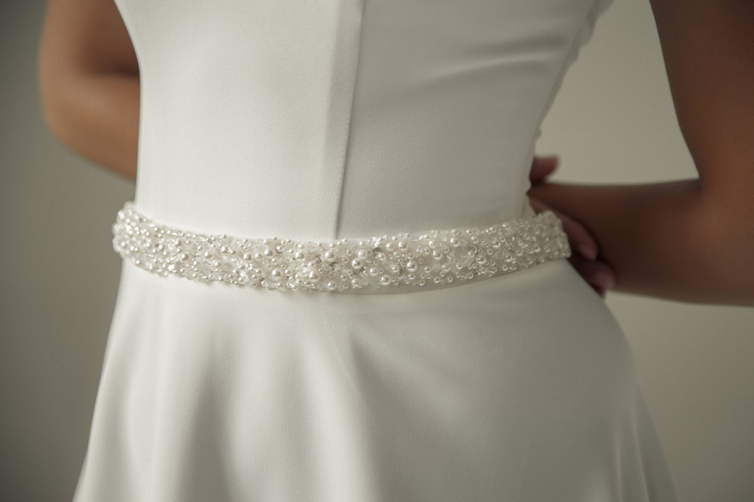 Pearl Bridal Belt, Pearl Sash, Sparkly Belt, Wedding Dress Belt, Pearl  Wedding Belt 1.5 Inches Wide ALICE 