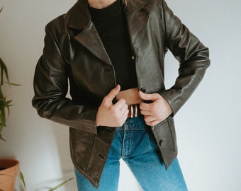 gap black leather jacket