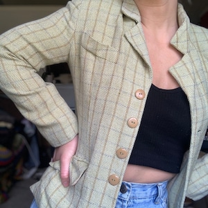 Vintage Burberry plaid green jacket