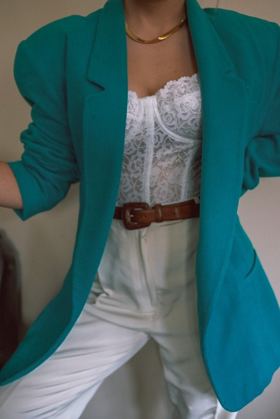vintage teal all wool blazer