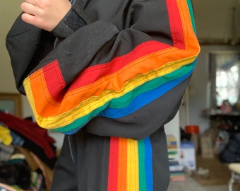 Vintage unique rainbow and black jumpsuit