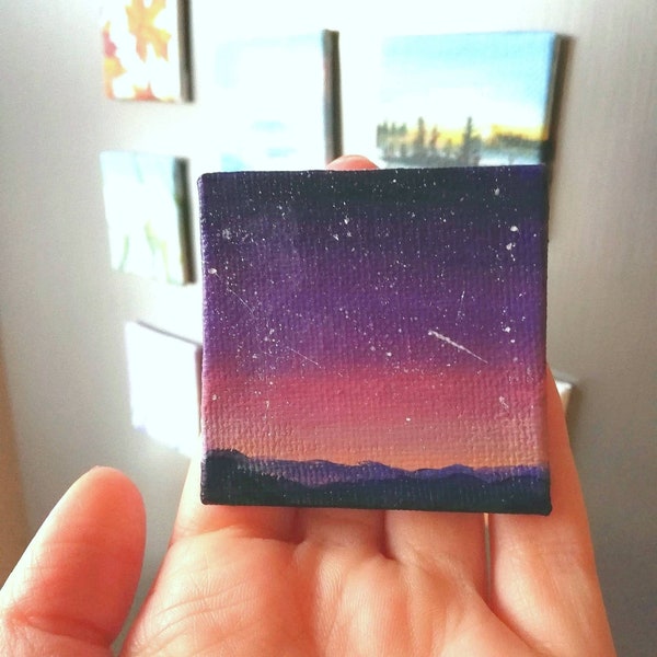 Canvas as Magnet - Hand Painted "Sunset" - Fridge Magnet