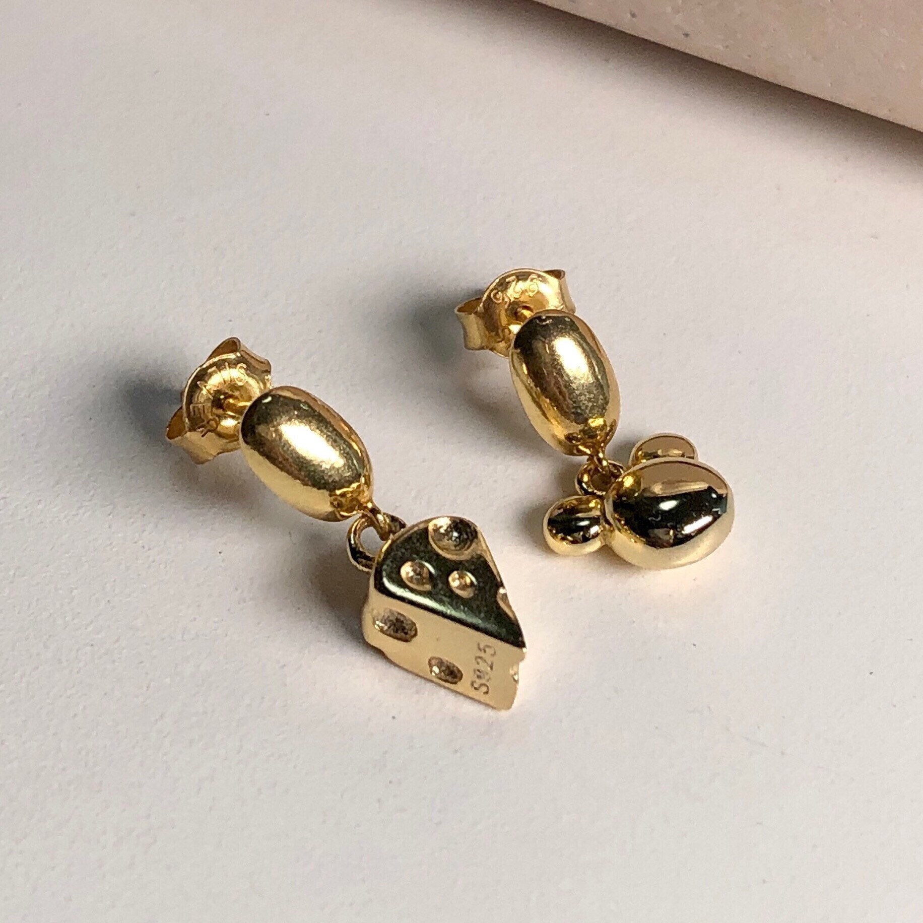 Mickey Mouse dangle earring disney earrings gold vermeil | Etsy