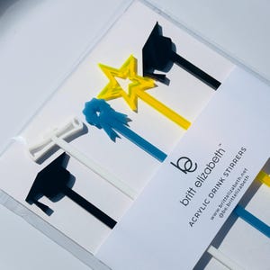 Acrylic Graduation Beverage Stirrers, Stylish Drink Mixers For Cocktails, Fun Party & Celebration Gifts For Graduates, Festive Hostess Gifts